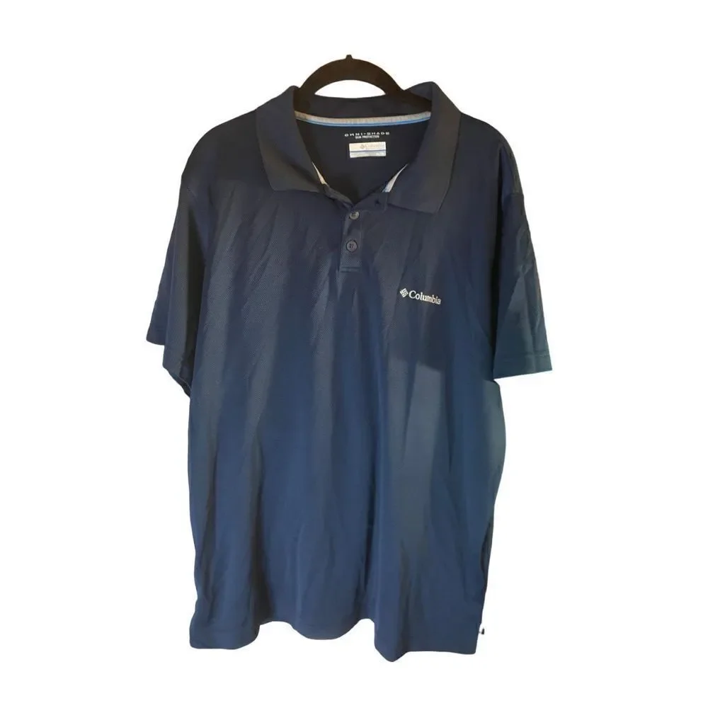 Columbia Omni shade, skin protection, navy blue polo shirt, size, XL